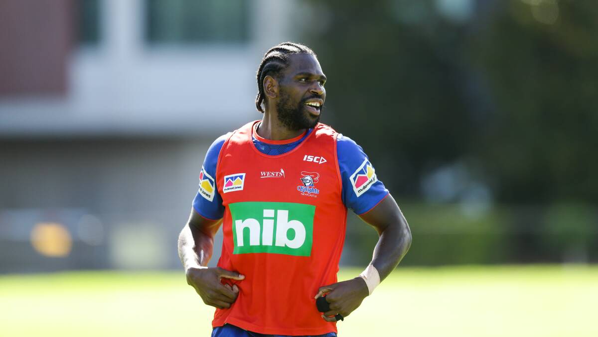 HIGH ENERGY: Lee at Knights training. Picture: Jonathan Carroll