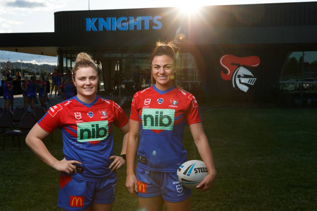 LEADERS: Hannah Southwell and Millie Boyle will co-captain the Newcastle Knights' NRLW side. Picture: Max Mason-Hubers 