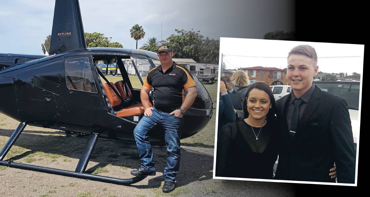 GENEROUS: Helicopter pilot Lee Mitchell - of Skyline Aviation Group - was part of the search which located missing Blacksmiths teenager Samuel Lethbridge, pictured with his sister Megan. 