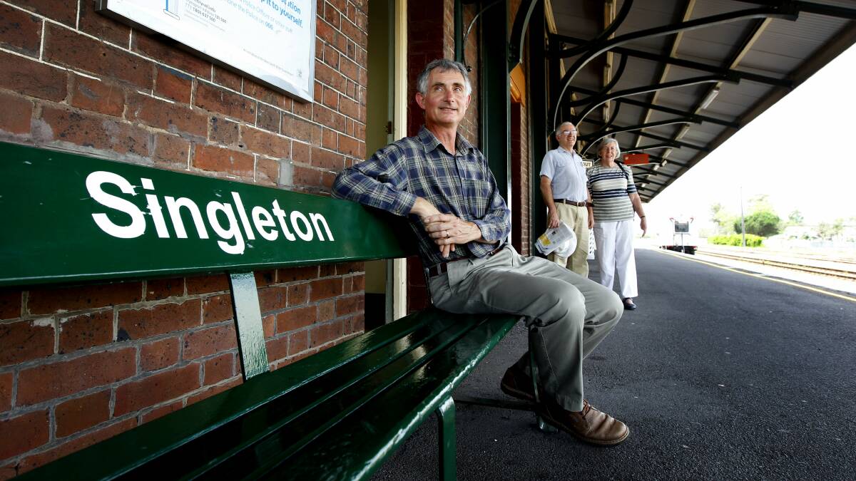 LONG CAMPAIGN: Martin Falding at Singleton train station in 2011. Picture: Dean Osland