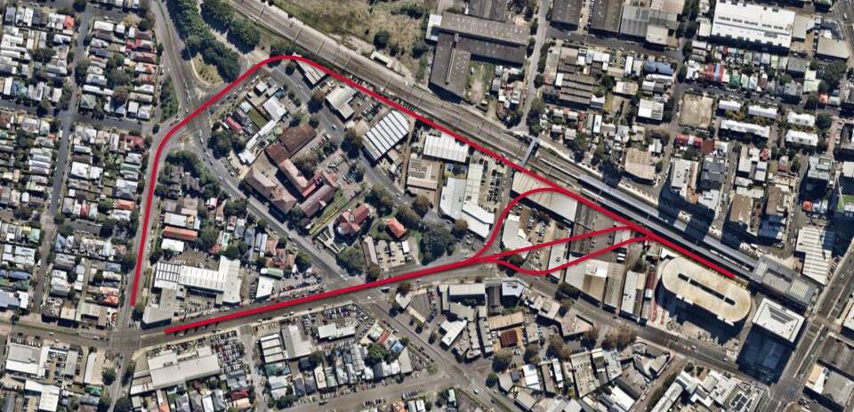 INVESTIGATIONS: An image obtained by the Herald last year from a Transport for NSW document showing four options it had considered as part of early work to identify a light rail corridor through Newcastle West onto Tudor Street. 