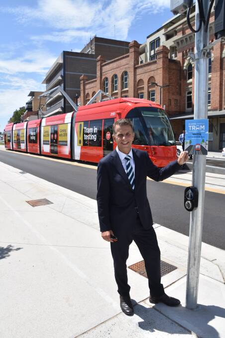 DELIVERED: Transport Minister Andrew Constance in Newcastle. Picture: Max McKinney
