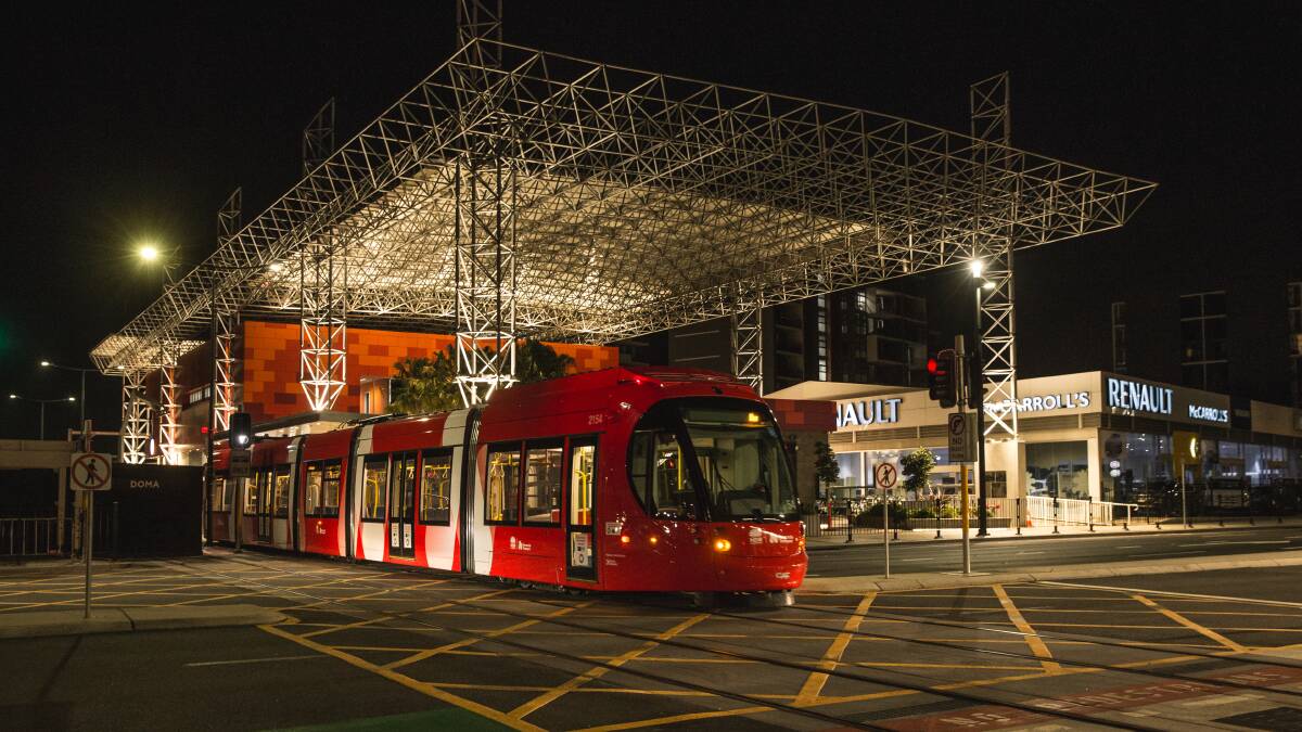 HIGHLIGHT: A tram arrives at Newcastle Interchange. Picture: Marina Neil