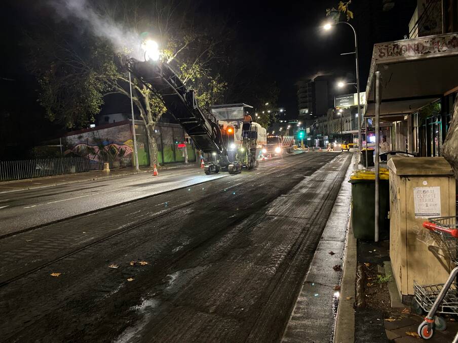 CHANGE: Roadworks on Hunter Street in recent weeks preparing for the installation of the bike lanes and buffer zones. 
