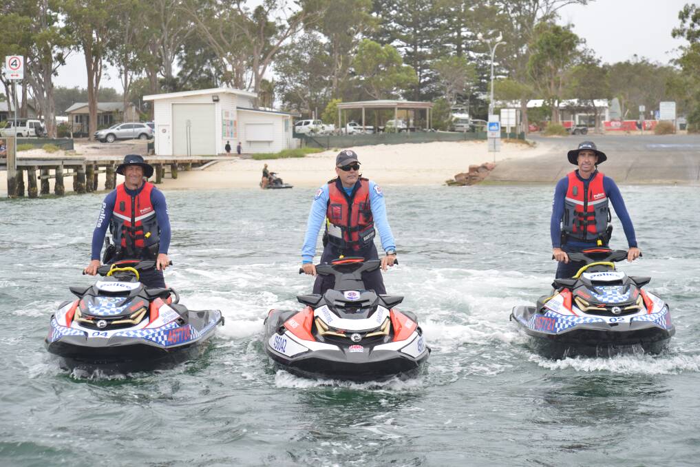 BLITZ: Officers from NSW Maritime and the Marine Area Command on Lake Macquarie at the weekend. Picture: Supplied