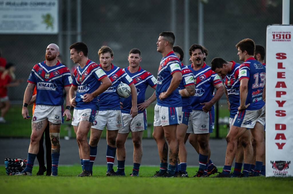 BATTLING: Kurri Kurri players after conceding a try against Souths earlier this year. Picture: Marina Neil
