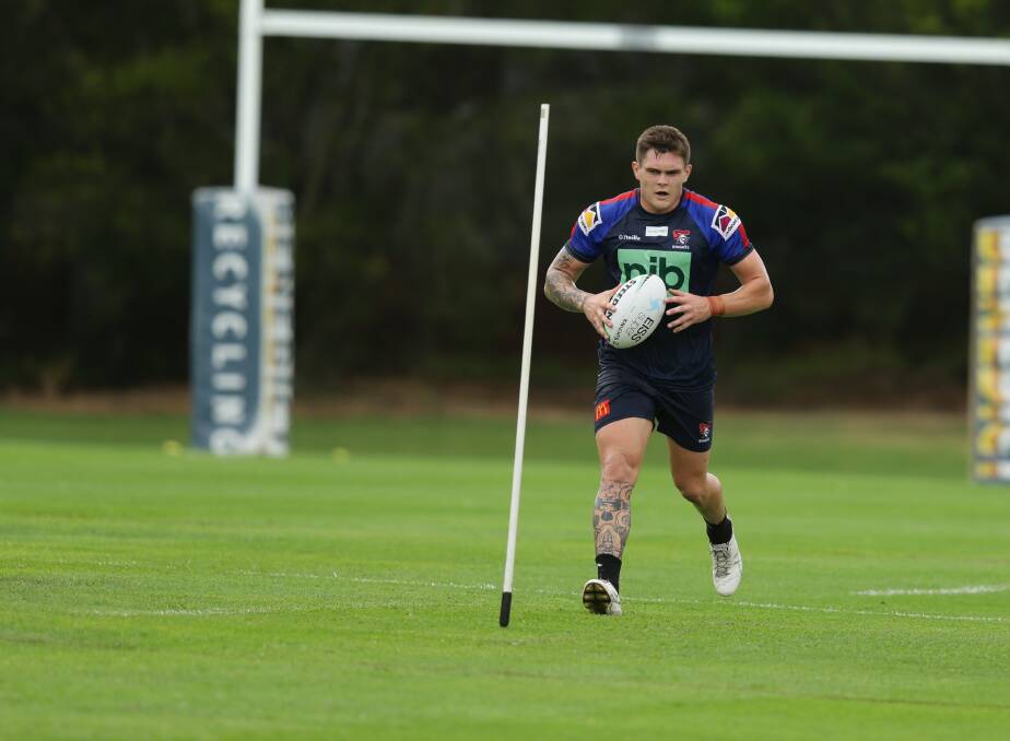 Brodie Jones at Knights training. Picture: Jonathan Carroll