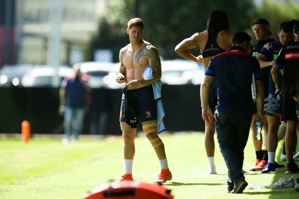 Ponga preparing for a training session last season. Picture by Jonathan Carroll