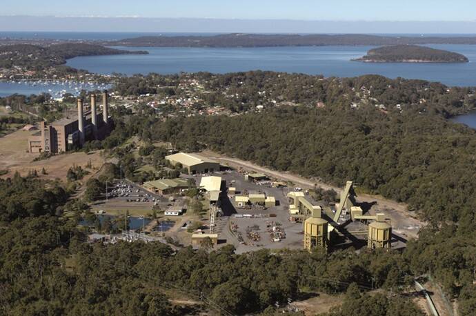 TROUBLES: Centennial Coal's Myuna Colliery at Wangi Wangi. The company wants to mix low-quality coal from the mine with coal from its nearby Mandalong pit in order to continue to supply the Origin Energy-owned Eraring power station. 