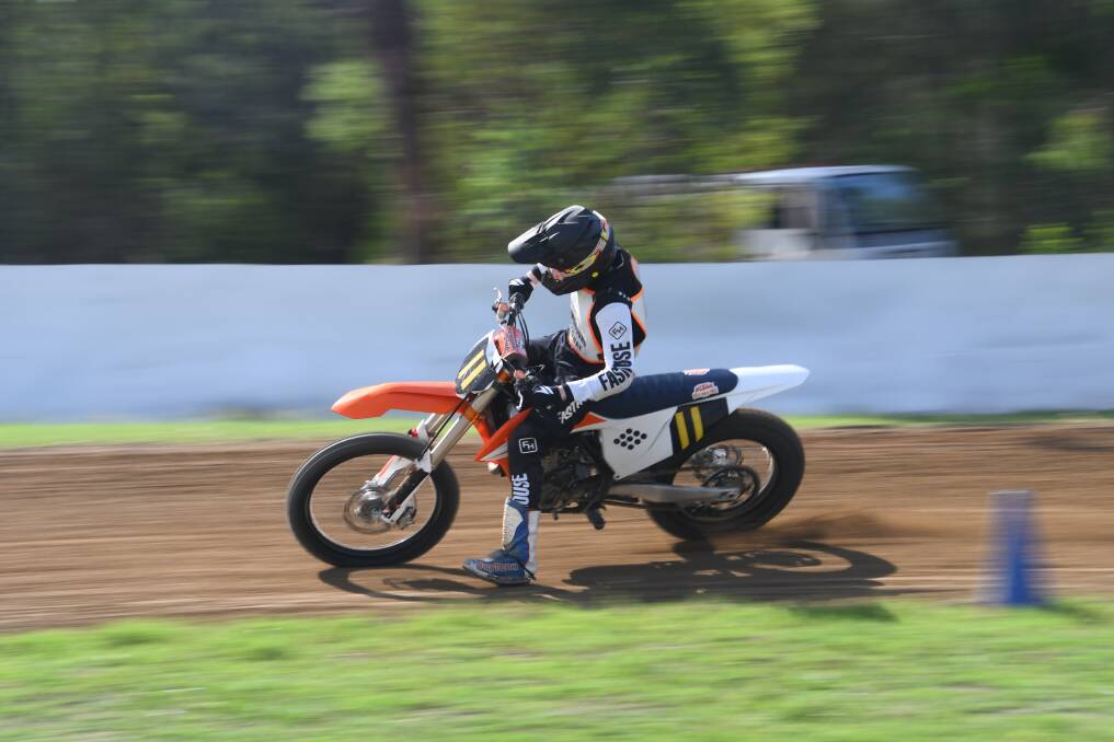 WINNER: Harrison Ryan racing in the Casey Stoner Cup. The event is run each year by the Kurri Kurri Junior Motorcycle Club. It was first held in 2006. Picture: Michael Hartshorn