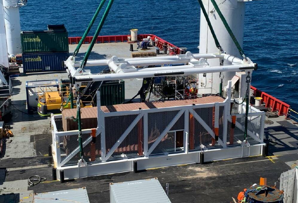 SECURED: The container on the deck of the M/V Pride. Picture: Supplied