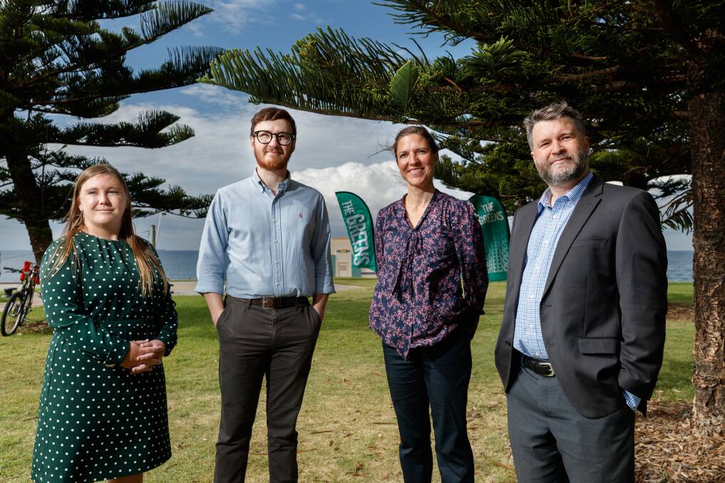 GREEN TEAM: Cr Mackenzie, who is seeking re-election in Ward 1, alongside the Greens' other ward-leading candidates. Picture: Max Mason-Hubers