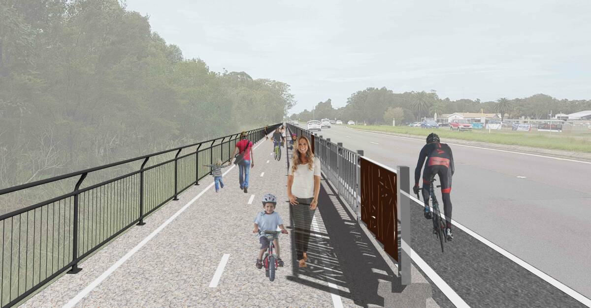 VISION: An artist's impression of the shared path and on-road cycleway running along the Pacific Highway. Construction of this section will start in early 2021. 
