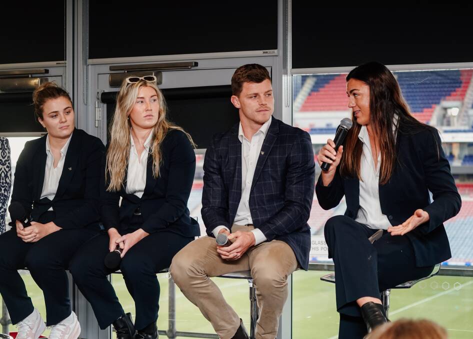 MESSAGE: Hannah Southwell, Makenzie Weale, Jayden Brailey and Millie Boyle at the launch. Picture: Knights Media