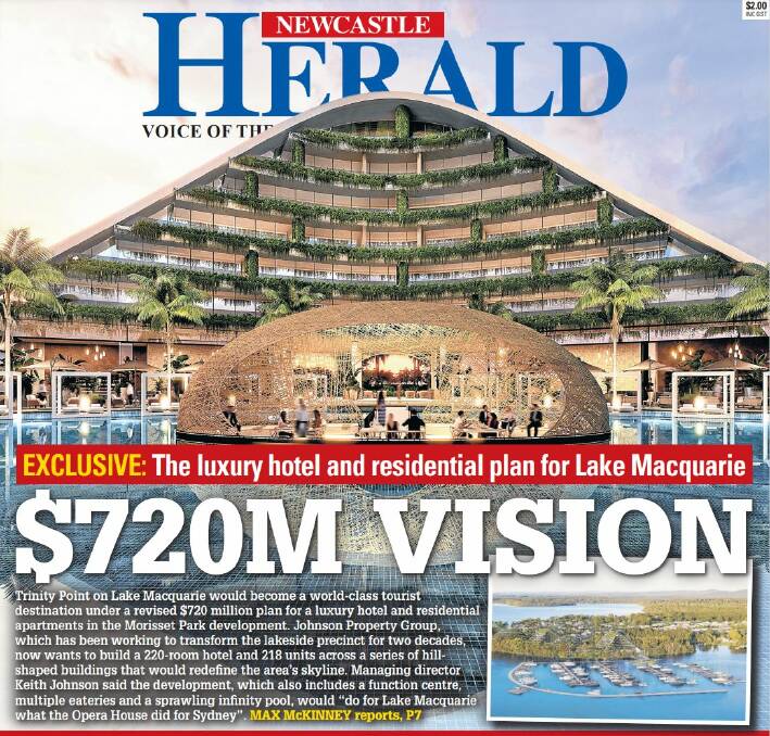 The front page of Wednesday's Newcastle Herald. 