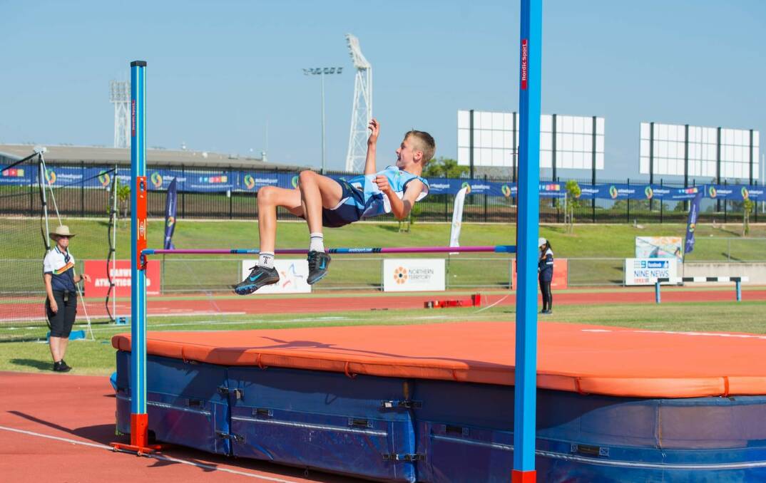 GIANT LEAP: Max King competes in the high jump at Darwin. 