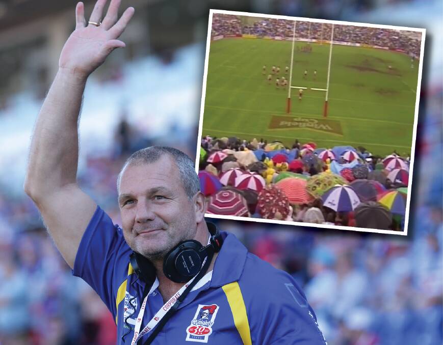 Marc Glanville. Inset, the crowd at the first Knights and Broncos game in 1988. Picture by Jonathan Carroll 