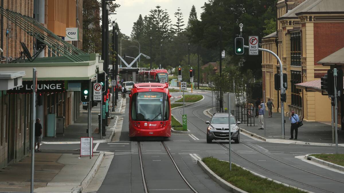 TIGHT: The mixed-running section of the light rail line. Picture: Max McKinney