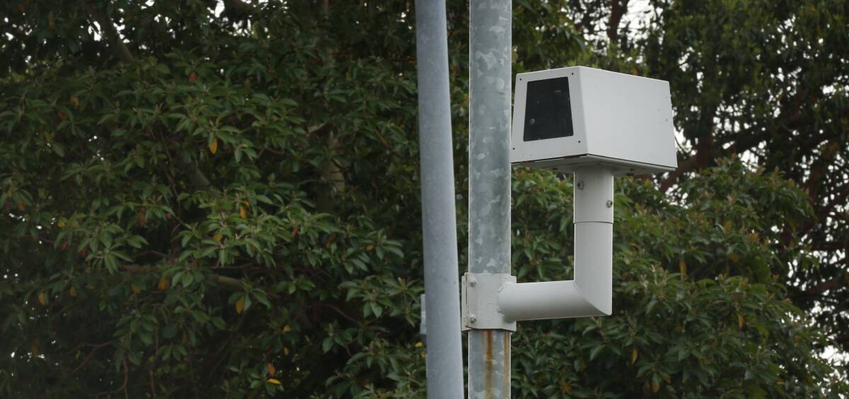 GOTCHA: The camera which captures speeding motorists on Griffiths Road at Lambton. Pictures: Marina Neil