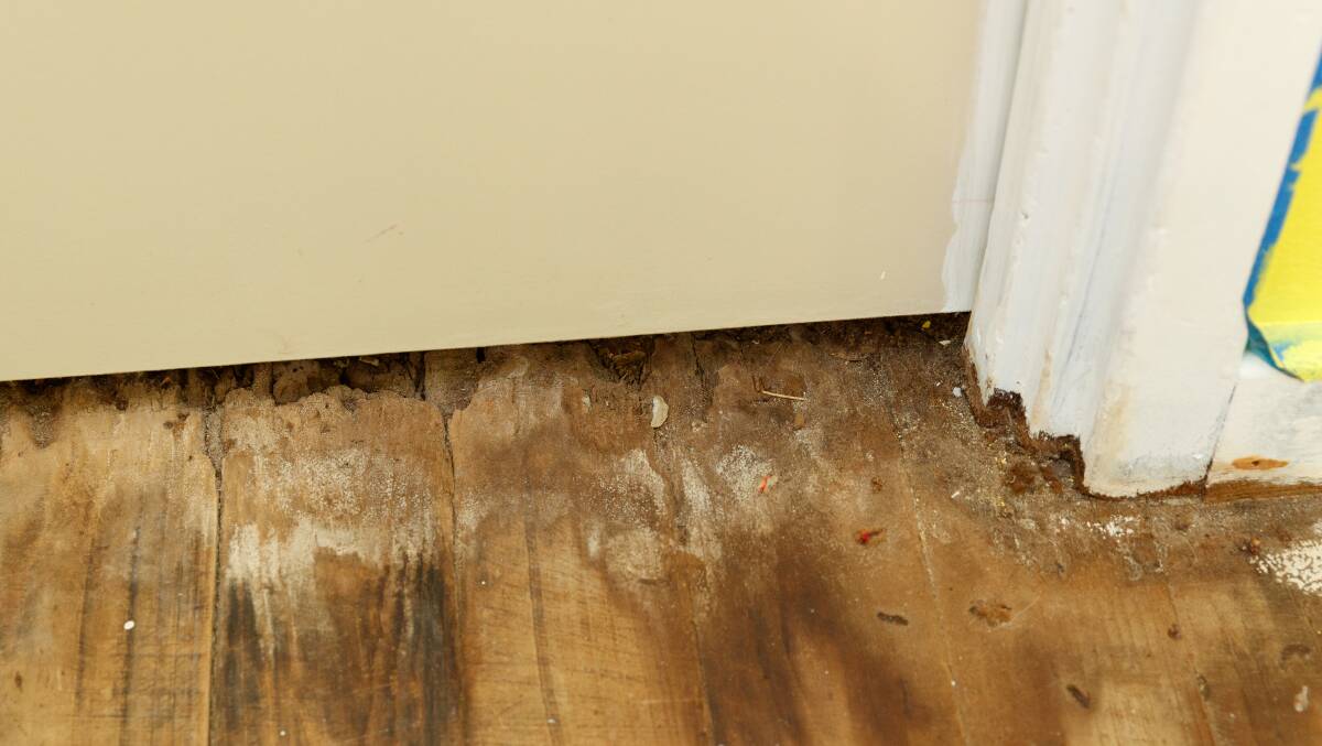 DAMAGED: The floor in Ms Martin's house. 