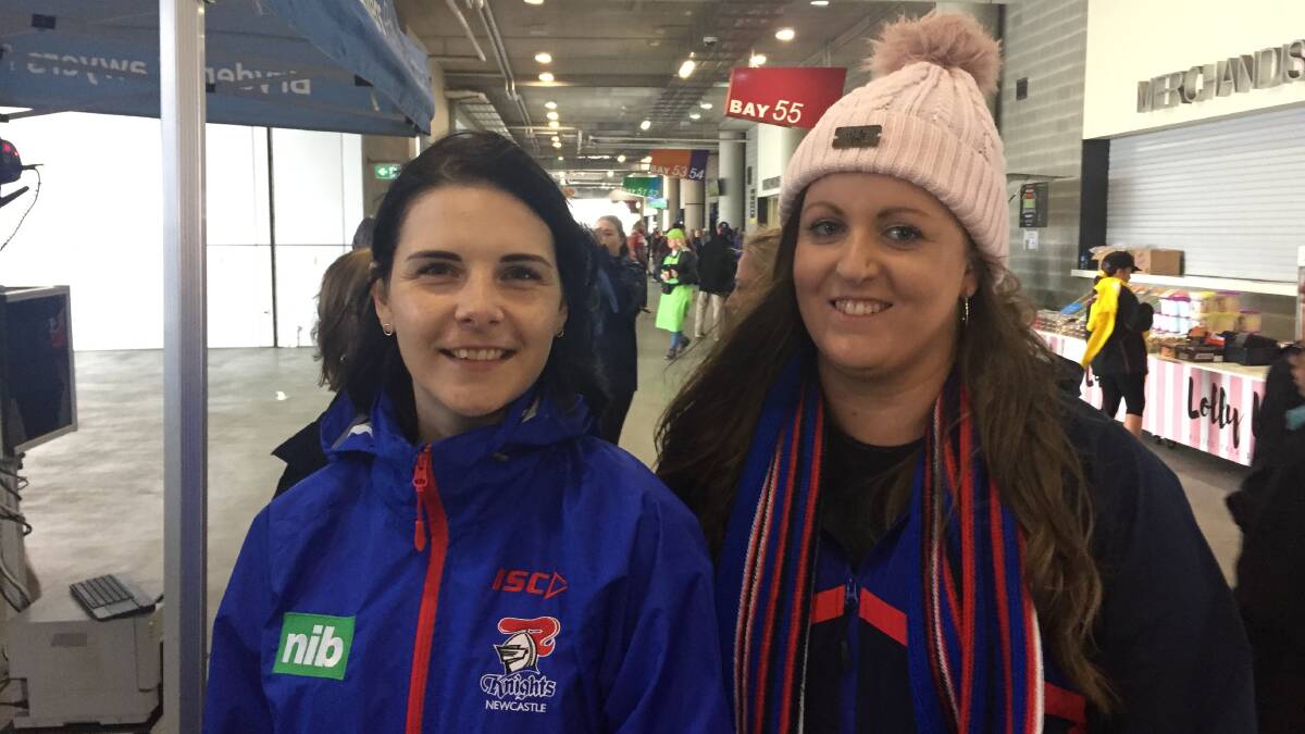 JOURNEY: Lizzy Smit, left, attended her first ever NRL game. 