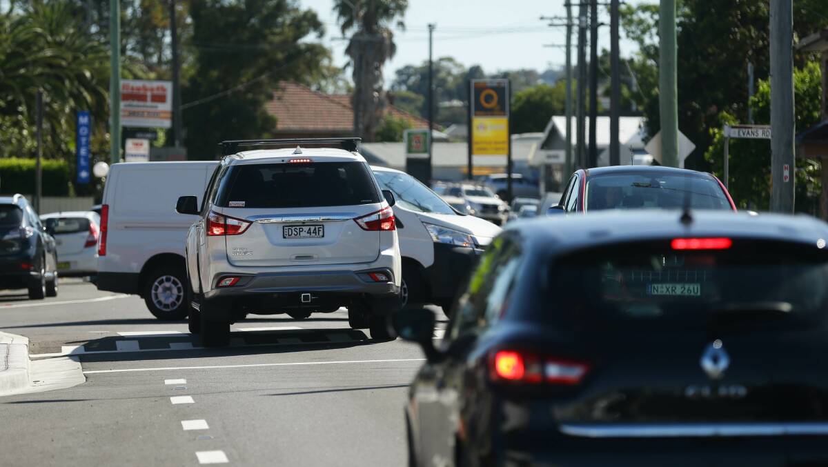 NEAR MISS: A car turns out of Mandalong Road onto Brunker Road on Wednesday afternoon. Picture: Jonathan Carroll