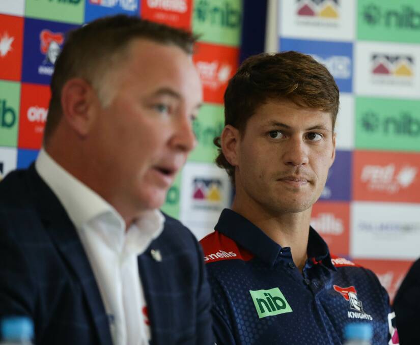 CONCERNS: Knights coach Adam O'Brien and captain Kalyn Ponga. Picture: Jonathan Carroll 