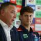 CONCERNS: Knights coach Adam O'Brien and captain Kalyn Ponga. Picture: Jonathan Carroll 