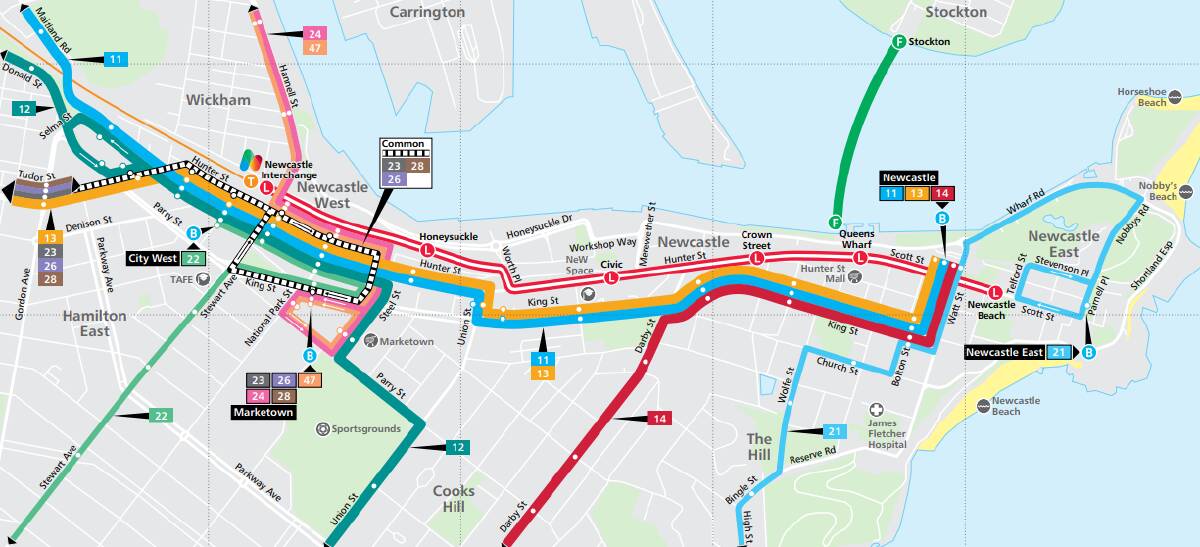 POTENTIAL CHANGES: The existing Newcastle city bus routes. 