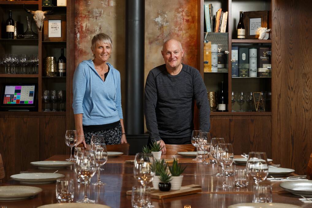 ALL SET: The Burwood Inn owners Sandra and Tony Dart at their table for 10. Picture: Max Mason-Hubers 