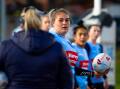 DREAM DEBUT: Prop Caitlan Johnston training with the NSW Sky Blues in Canberra on Tuesday. Picture: Elesa Kurtz
