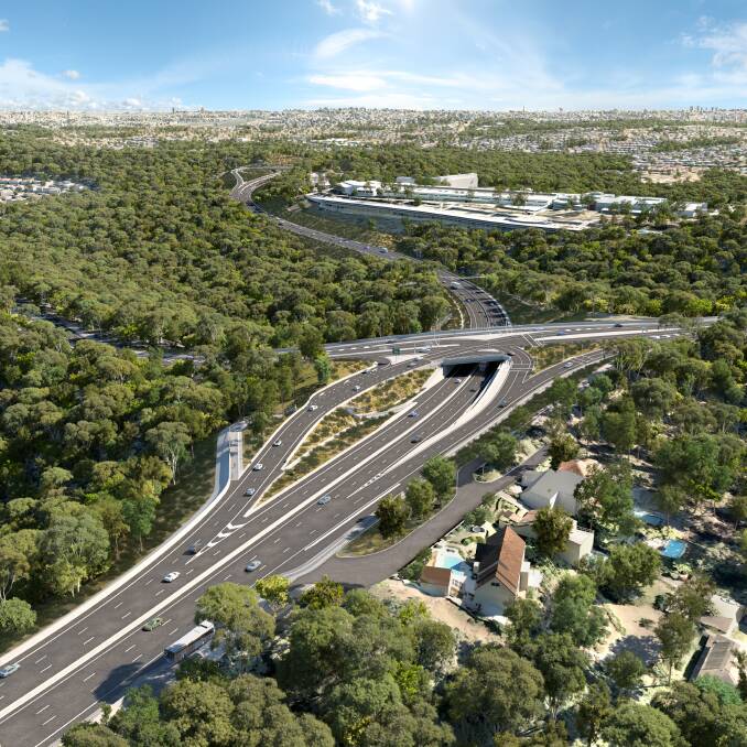 CONCEPT: An artist's impression of the Newcastle Inner City Bypass at the McCaffrey Drive interchange, which under Transport for NSW's current plans will not feature a northbound on-ramp and southbound off-ramp. 