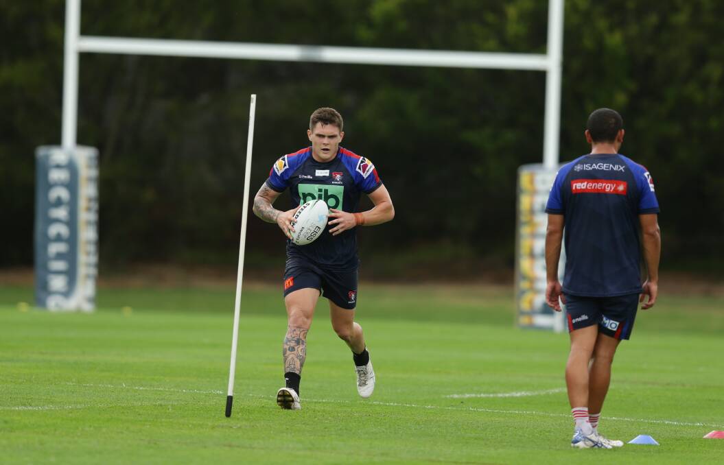 BREAKOUT SEASON: Brodie Jones at Knights' training last month. Picture: Max Mason-Hubers 