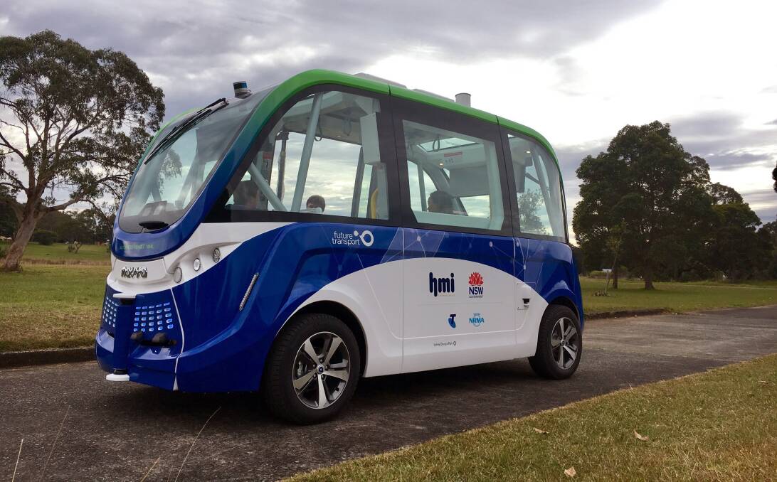 FUTURE: A driverless bus used at Sydney Olympic Park.