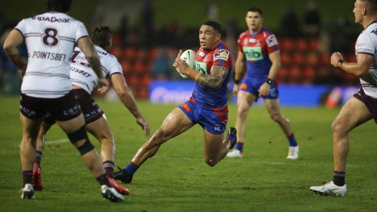 CHALLENGE: Test forward Tyson Frizell has been one of Newcastle's standouts this season and will be a key man in Sunday's clash with Melbourne Storm. Picture: Peter Lorimer