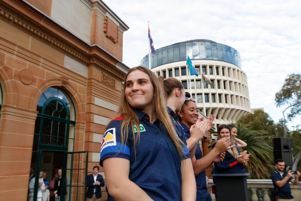 Jesse Southwell at the civic reception put on for the Knights NRLW side on Tuesday afternoon. Picture by Max Mason-Hubers 