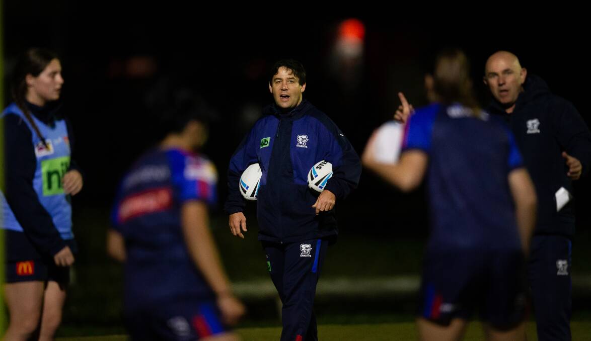 Knights NRLW coach Ronald Griffiths is expecting to lose some players from last year's premiership-winning side as the competition expands from six to 10 teams in 2023. Picture by Marina Neil