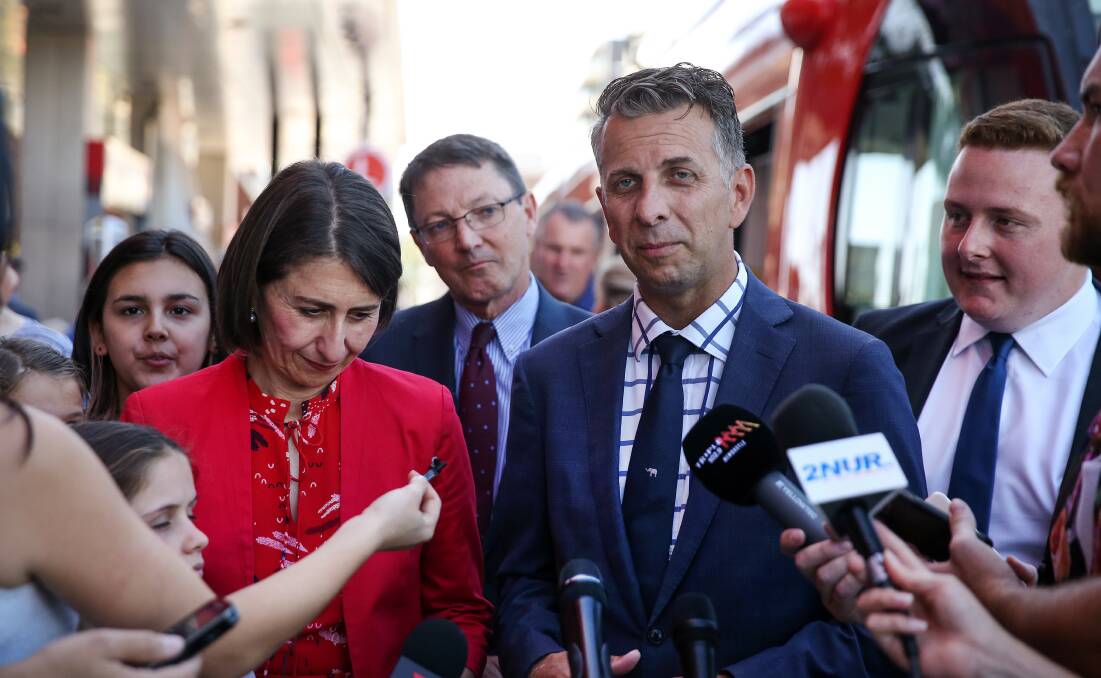 MEDIA: Transport Minister Andrew Constance in Newcastle on Friday. 