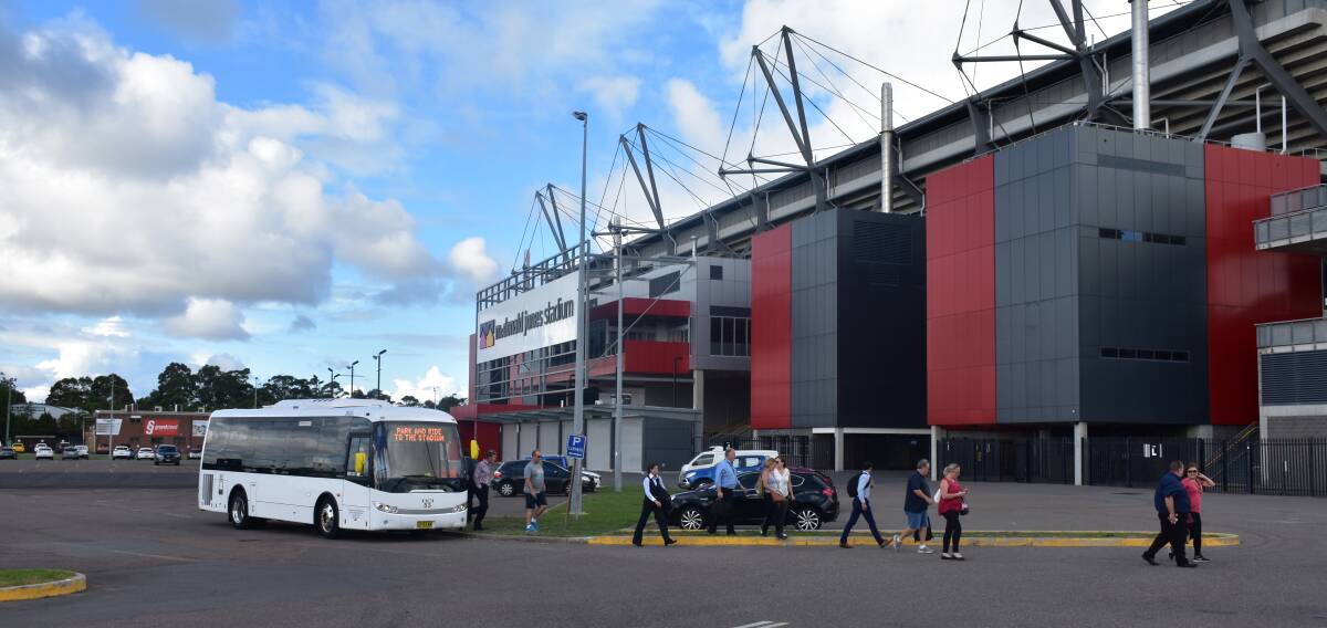 IN WORK: The park-and-ride bus at the stadium last Thursday. Picture: Max McKinney