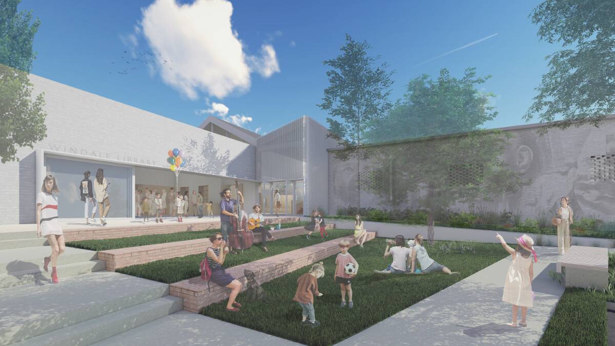 VISION: An artist's impression of an outside space at the now approved multi-purpose centre, which includes a library and community hall, set to built in Windale by Lake Macquarie City Council. 