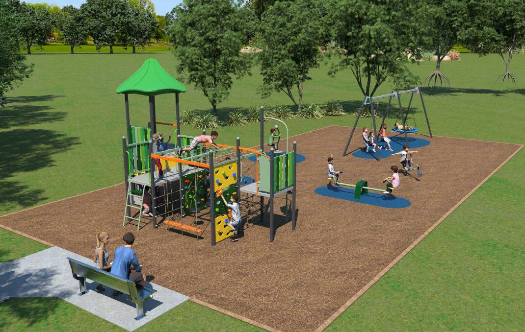 FUTURE SPACE: An artist's impression of the new playground that Lake Macquarie City Council is building at Lakelands Park in Lakelands. Pictures: Supplied