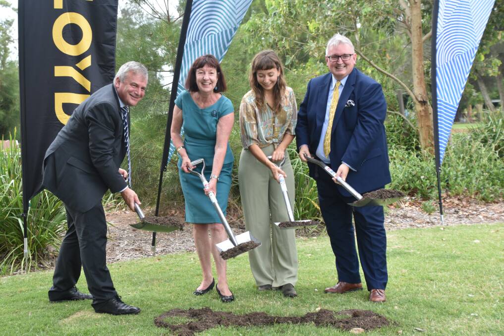 LAUNCH: Alex Zelinsky, Kay Fraser, Samantha Bailey and Don Harwin turn the first sod on Friday.