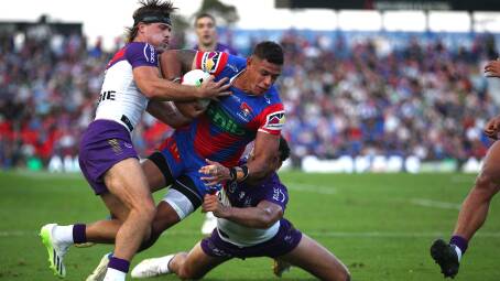 Knights centre Dane Gagai will miss the club's match against the Warriors on Sunday. Picture by Peter Lorimer