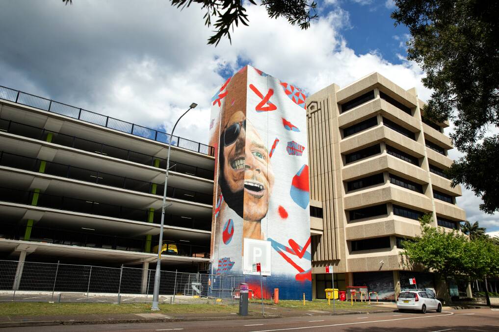 DAYS NUMBERED: The giant mural on the exterior of a stairwell at the Gibson Street car park. The mural faces King Street. Picture: Marina Neil