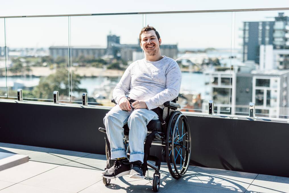 FRESH START: Zach Lloyd, 21, is enjoying life in a specialist disability accommodation unit in Wickham. It has a range of special design features. 