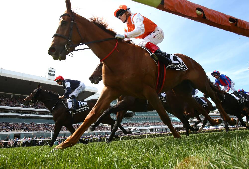Vow and Declare thunders home to win the 2019 Melbourne Cup. Photo: Getty