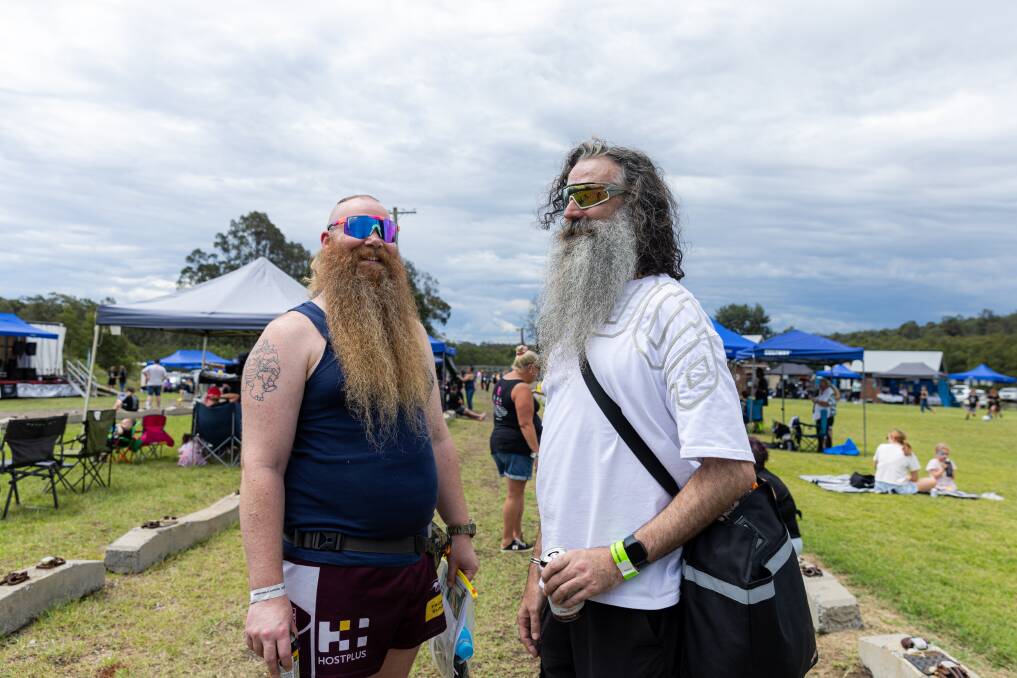 Easily mistaken for ZZ Top, Jay Rankin of Woy Woy and Dave Ross of Dee Why travelled for the Mulletfest grand final after Jay entered his home heat online.