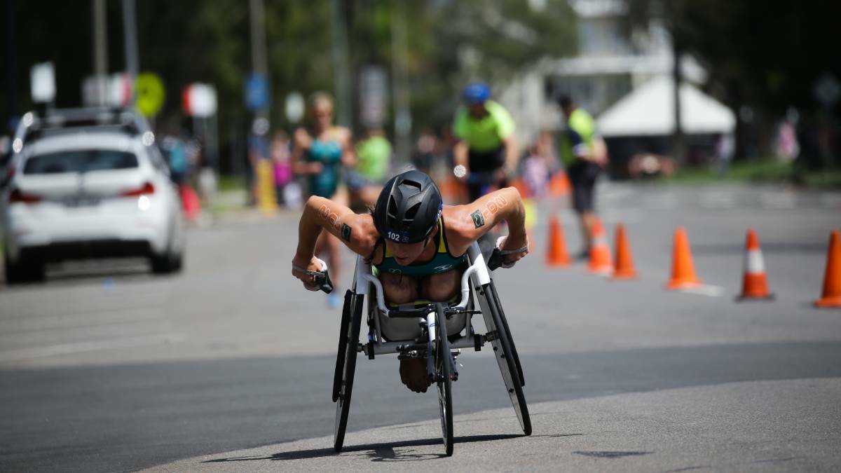 CHAMPION: Home-grown Lauren Parker has claimed her third straight victory in the City of Newcastle Paratriathlon on Saturday. Picture: Jonathan Carroll