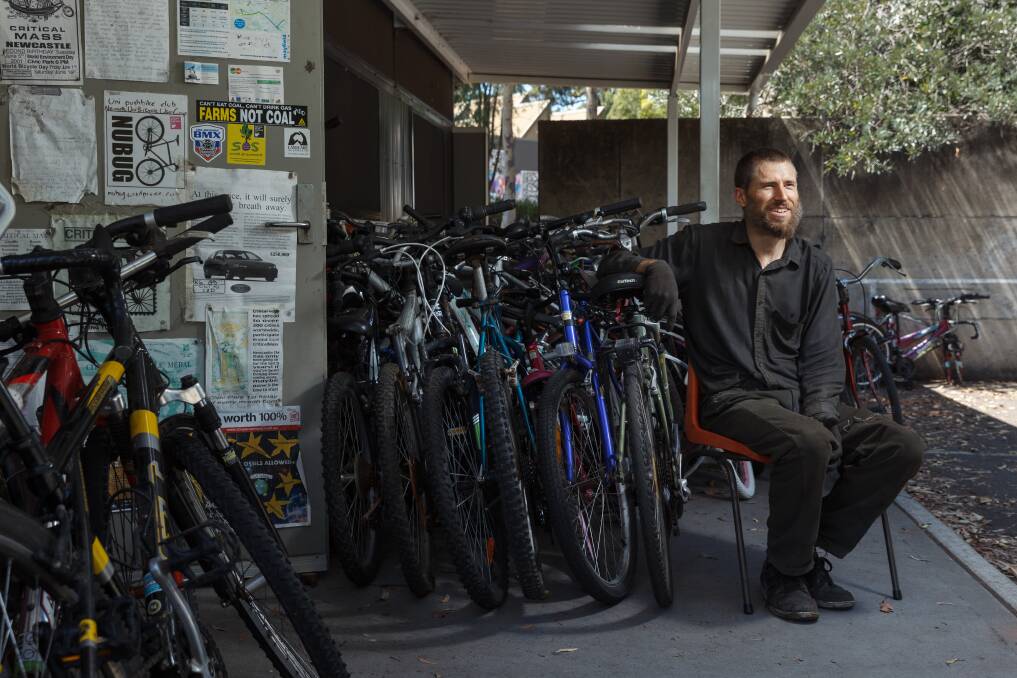 Bike library: Daniel Endicott says the bike library has been linked to the University of Newcastle campus for years, where students come to repair, buy and borrow bicycles. 