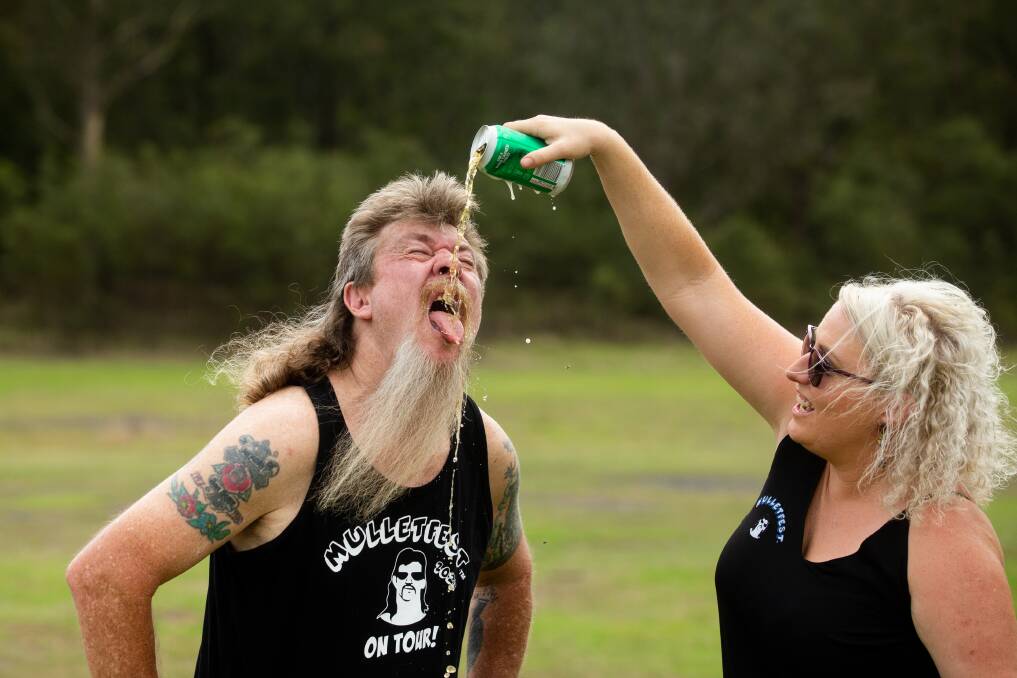 Australian comedian Chris Franklin and Mulletfest founder Laura Johnson are ready for Mulletfest to return to its spiritual home on Saturday, December 2. Picture by Jonathan Carroll
